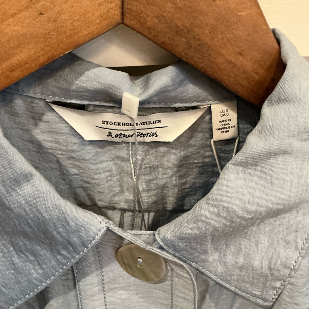 Stockholm Atelier Light Blue Button-Up Top/lightweight shacket, BRAND NEW W/TAGS - Picture 7 of 11